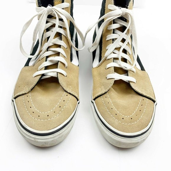 Vans S8-hi Beige Tan Black Color Block High Tops M - Picture 8 of 10